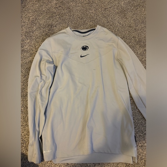 Nike Gray Penn State Nittany Lions Sideline Long Sleeve V-Neck Shirt HOLES - Picture 4 of 11